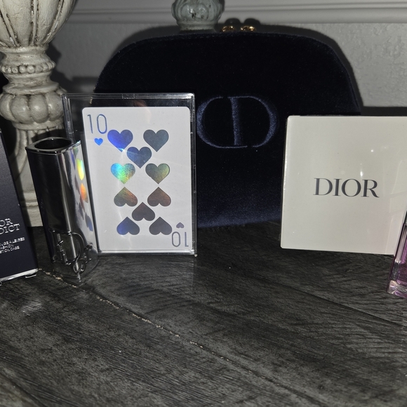 Dior Addict Lipstick Holder, Oil Compact Mirror Velvet Pouch With 10 of Hearts. - Picture 5 of 5